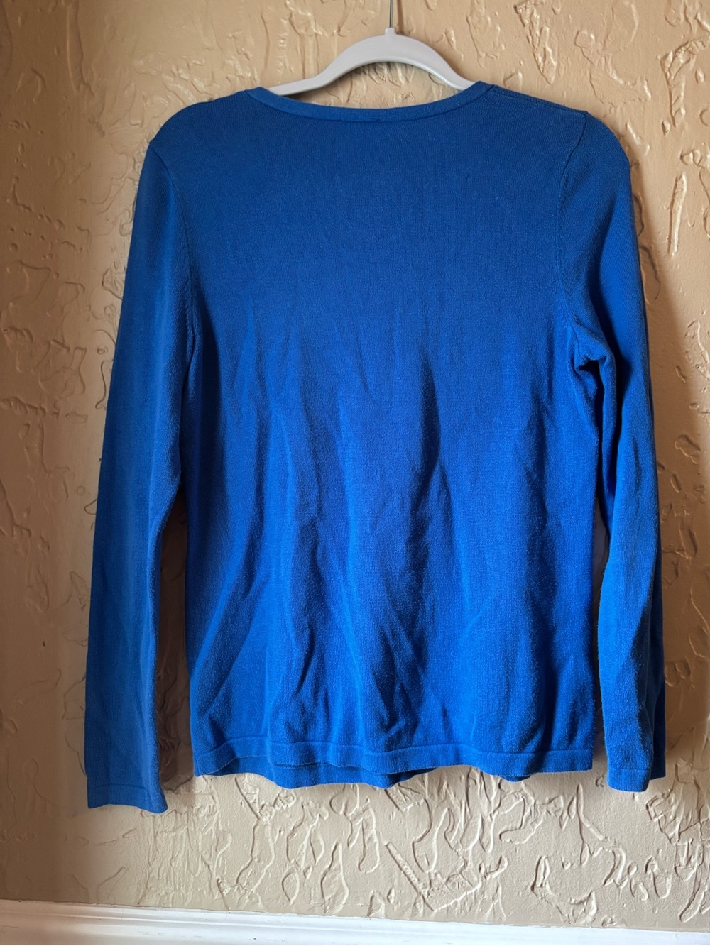Talbots Bright Blue V-Neck Cable Knit Sweater - Picture 4 of 4